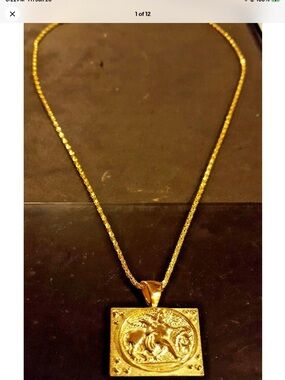 GREEK 18KT Medallion VINTAG NECKLACE HERCULES & THE LION Ηρακλής και το Λιοντάρ